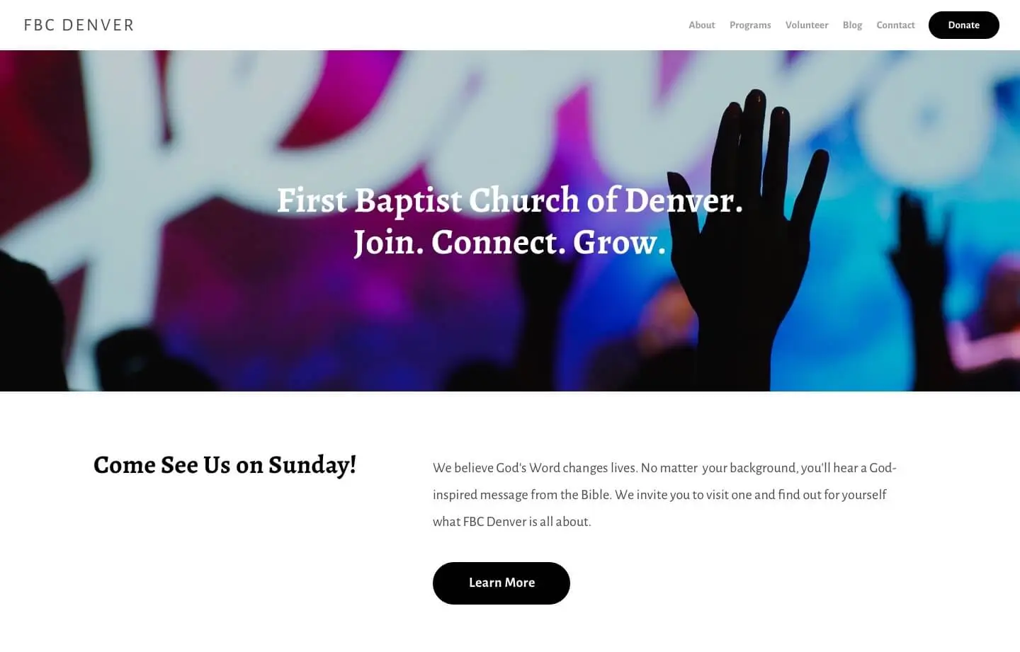 church website for First Baptist Church of Denver