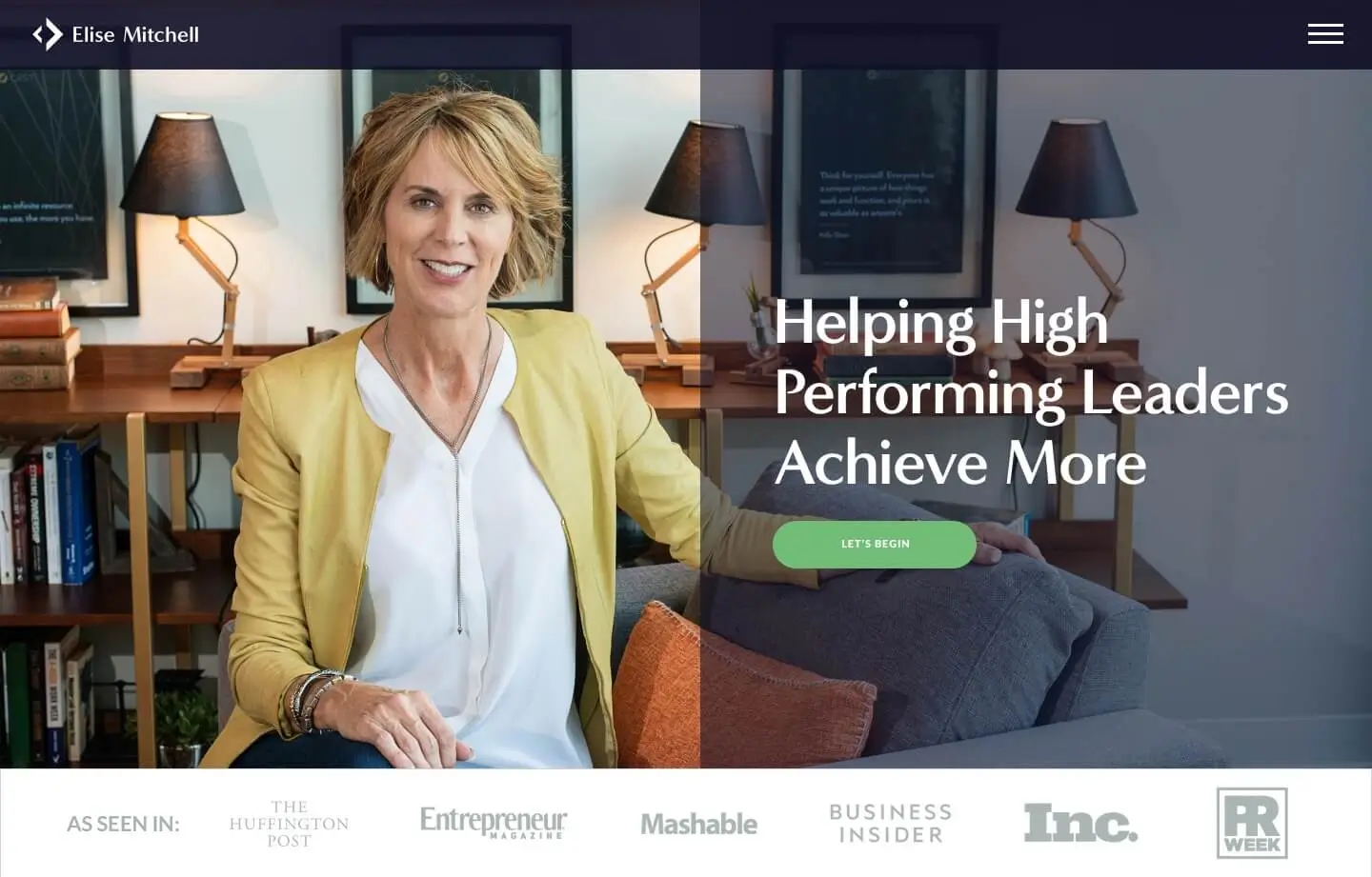 business coaching and consulting website for Elise Mitchell